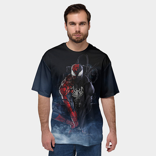 Мужская футболка оверсайз Веном и Человек-паук / 3D-принт – фото 3