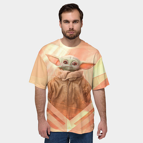 Мужская футболка оверсайз Малыш Грогу / 3D-принт – фото 3