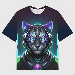 Футболка оверсайз мужская Неоновый тигр, цвет: 3D-принт