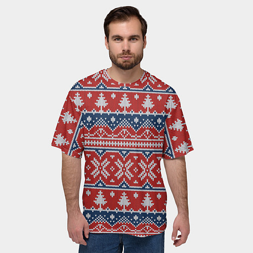 Мужская футболка оверсайз New year pattern / 3D-принт – фото 3