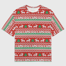 Мужская футболка оверсайз Deer christmas pattern