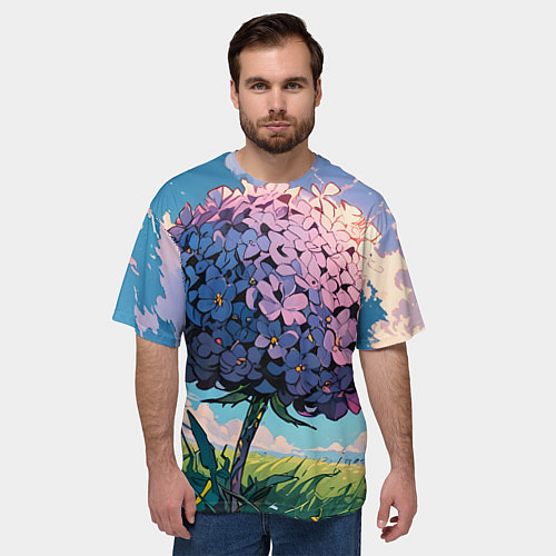Мужская футболка оверсайз Аниме цветок / 3D-принт – фото 3