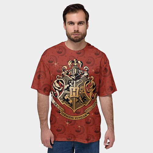 Мужская футболка оверсайз Факультеты Хогвартса / 3D-принт – фото 3
