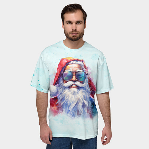 Мужская футболка оверсайз A cheerful Santa Claus / 3D-принт – фото 3