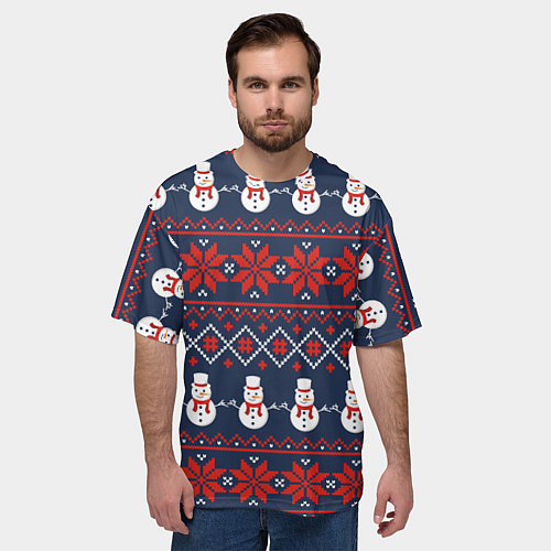 Мужская футболка оверсайз Christmas Background / 3D-принт – фото 3