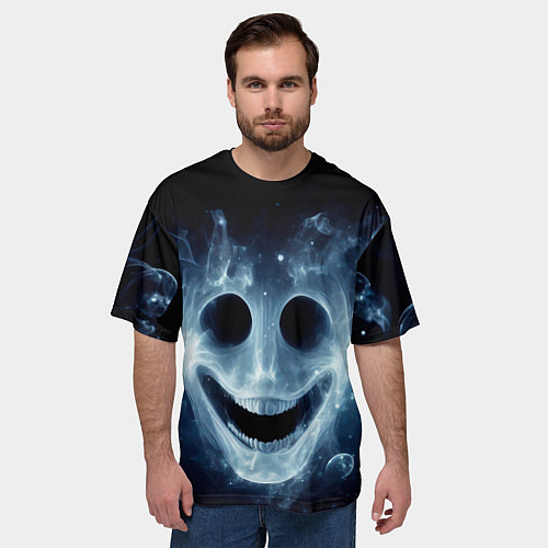 Мужская футболка оверсайз Нейросеть - улыбка привидения / 3D-принт – фото 3