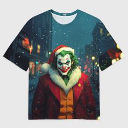 Футболка оверсайз мужская Джокер в новогоднем костюме, цвет: 3D-принт