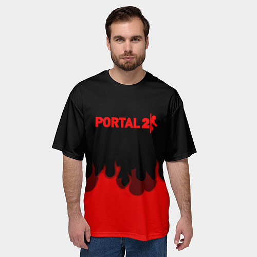 Мужская футболка оверсайз Portal fire abstraction / 3D-принт – фото 3