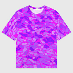 Мужская футболка оверсайз Фиолетовые плитки на розовом фоне