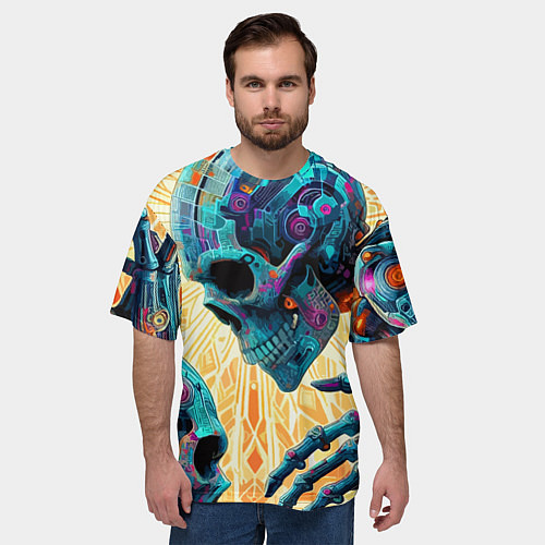 Мужская футболка оверсайз Два скелета - нейроарт фантазия / 3D-принт – фото 3