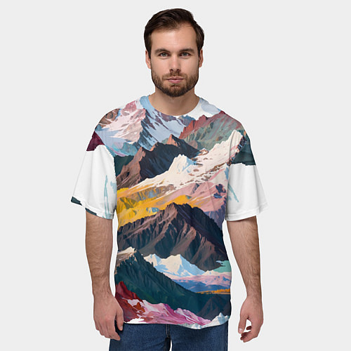 Мужская футболка оверсайз Искусство гор / 3D-принт – фото 3