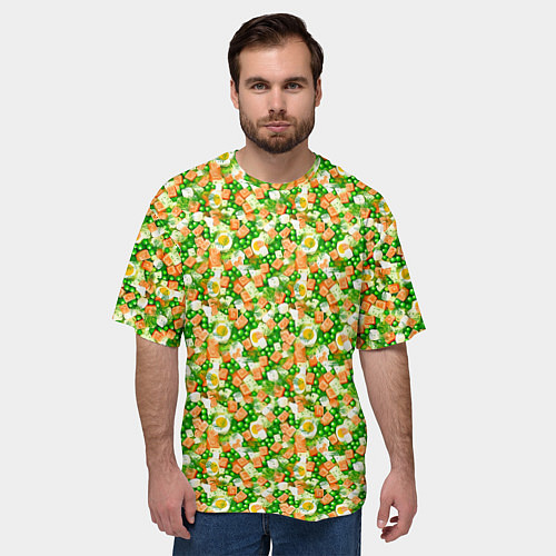 Мужская футболка оверсайз Салат - Оливье / 3D-принт – фото 3