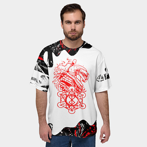 Мужская футболка оверсайз Берсерк - черная маска / 3D-принт – фото 3