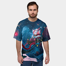 Футболка оверсайз мужская Санта с динозаврами, цвет: 3D-принт — фото 2
