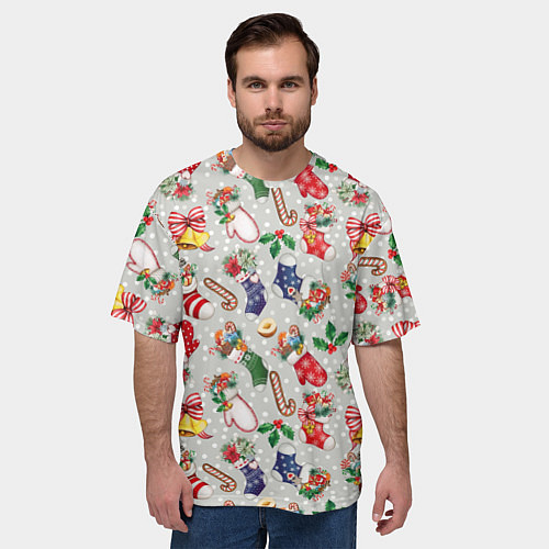 Мужская футболка оверсайз Christmas Pattern / 3D-принт – фото 3