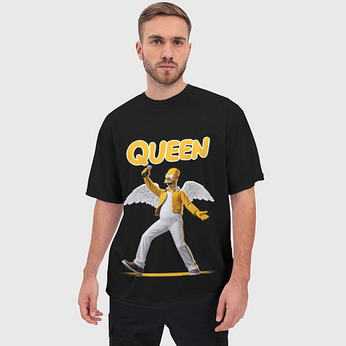 Мужская футболка оверсайз Queen Гомер Симпсон / 3D-принт – фото 3
