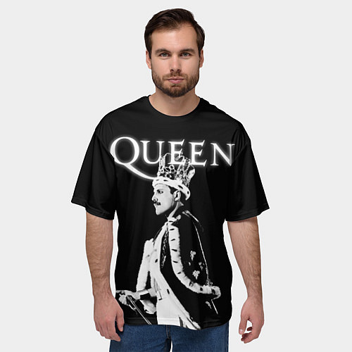 Мужская футболка оверсайз Queen Freddie Mercury король / 3D-принт – фото 3
