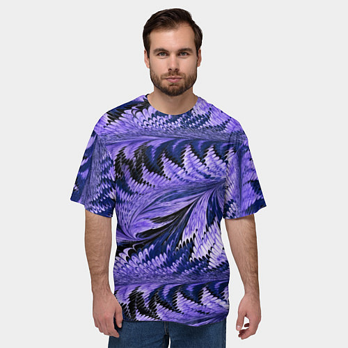 Мужская футболка оверсайз Абстрактные перья - жидкость / 3D-принт – фото 3