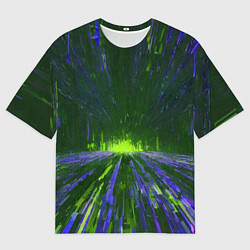 Мужская футболка оверсайз Абстрактный путь в зелёный портал