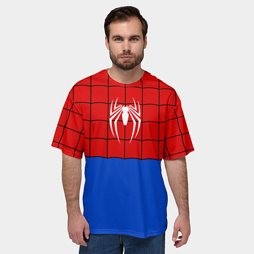 Мужская футболка оверсайз Человек паук текстура костюма / 3D-принт – фото 3