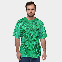 Футболка оверсайз мужская Зелёный симбионт абстракция, цвет: 3D-принт — фото 2