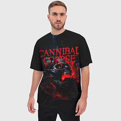 Футболка оверсайз мужская Cannibal Corpse кровавый череп, цвет: 3D-принт — фото 2