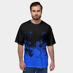 Футболка оверсайз мужская Абстрактный синий огонь, цвет: 3D-принт — фото 2