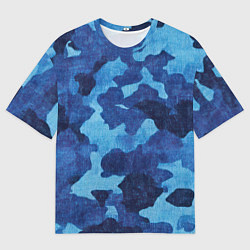 Футболка оверсайз мужская Синий камуфляж, цвет: 3D-принт