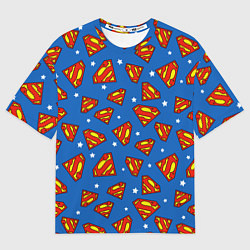 Футболка оверсайз мужская Супермен паттерн, цвет: 3D-принт
