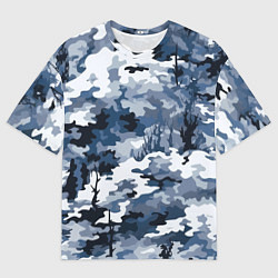 Футболка оверсайз мужская Камуфляж серо синий, цвет: 3D-принт