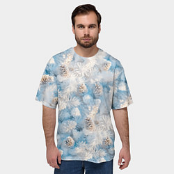 Футболка оверсайз мужская Мороз и солнце - еловые шишки, цвет: 3D-принт — фото 2