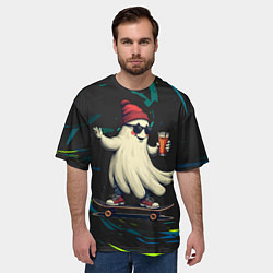 Футболка оверсайз мужская Парень в костюме приведения на скейте, цвет: 3D-принт — фото 2