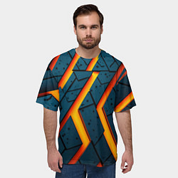 Футболка оверсайз мужская Металлическая броня и оранжевое свечение, цвет: 3D-принт — фото 2