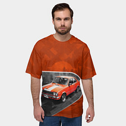 Футболка оверсайз мужская Оранжевый ретроавтомобиль, цвет: 3D-принт — фото 2