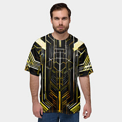 Футболка оверсайз мужская Gold lines on a black background, цвет: 3D-принт — фото 2