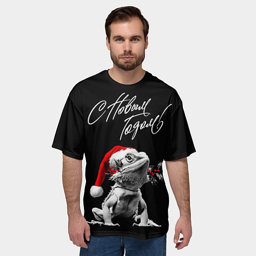 Мужская футболка оверсайз Бородатый дракон в Новый год / 3D-принт – фото 3