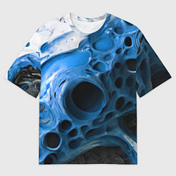 Футболка оверсайз мужская Сине-белая абстрактная структура, цвет: 3D-принт