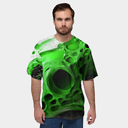 Футболка оверсайз мужская Зелёно-белая абстрактная структура, цвет: 3D-принт — фото 2