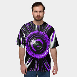 Футболка оверсайз мужская Чёрно-фиолетовая сфера киберпанк, цвет: 3D-принт — фото 2