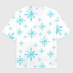 Мужская футболка оверсайз Зимний узор из снежинок