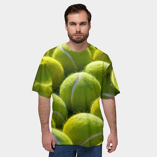 Мужская футболка оверсайз Теннисные мячи / 3D-принт – фото 3