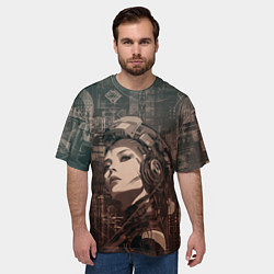 Футболка оверсайз мужская Волевая девушка-андроид, цвет: 3D-принт — фото 2