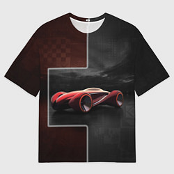Футболка оверсайз мужская Футуристичный красный спорткар, цвет: 3D-принт