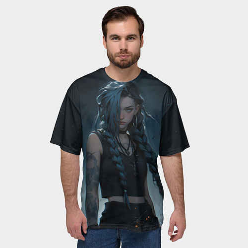 Мужская футболка оверсайз Джинкс в реалистичном стиле / 3D-принт – фото 3