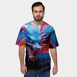 Футболка оверсайз мужская Рогатый дракон, цвет: 3D-принт — фото 2