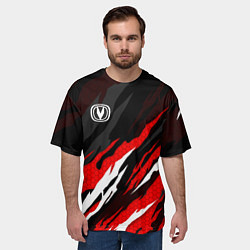 Футболка оверсайз мужская Changan - красные языки, цвет: 3D-принт — фото 2