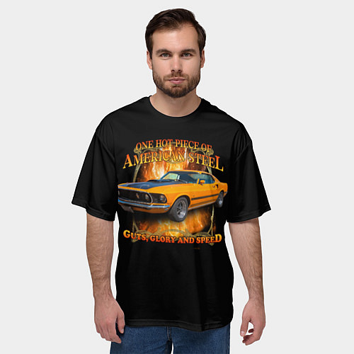 Мужская футболка оверсайз Форд Мустанг / 3D-принт – фото 3