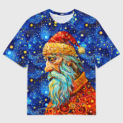 Футболка оверсайз мужская Santa Claus: pop-art-brut-nouveau pointillism, цвет: 3D-принт