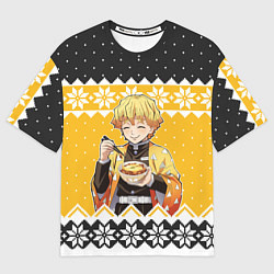 Футболка оверсайз мужская Зеницу новогодний свитер из Demon slayer, цвет: 3D-принт