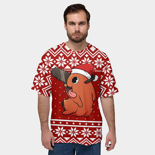 Мужская футболка оверсайз Почита новогодний свитер / 3D-принт – фото 3